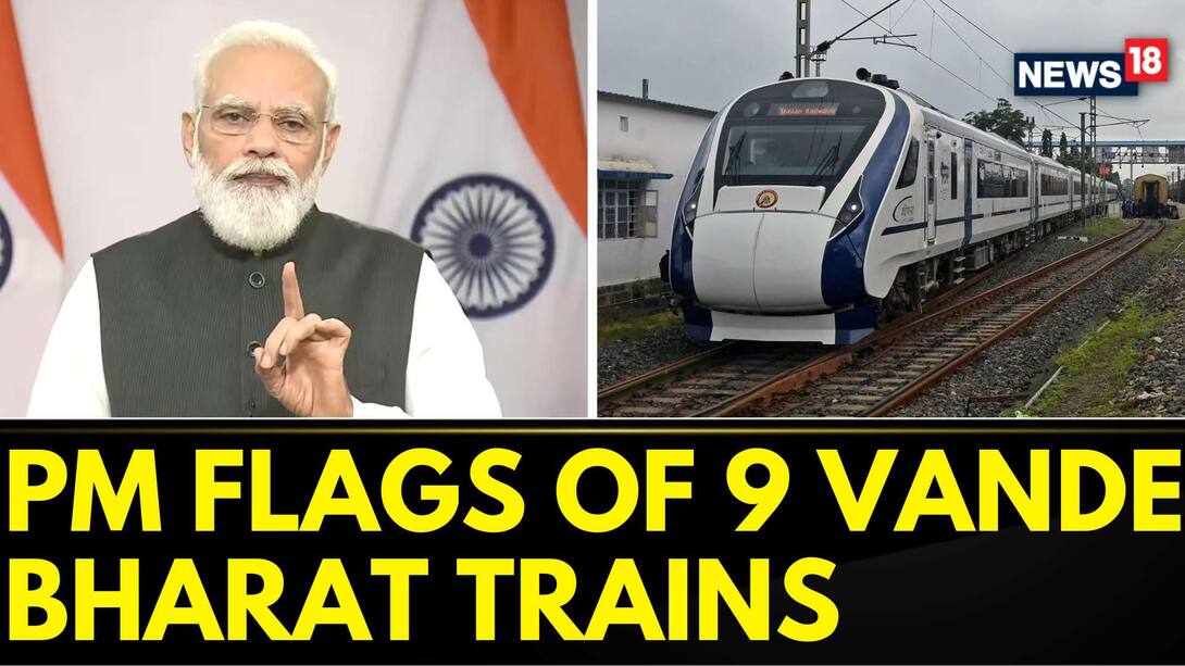 Watch Pm Narendra Modi Flags Off Vande Bharat Trains Via Video