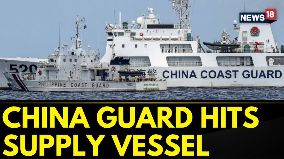 Watch Chinese Coast Guard Hits Philippine Boat With Water Cannons In