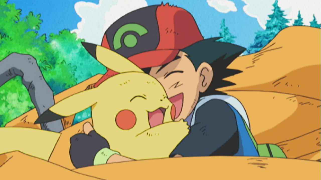 pikachu and ash hug