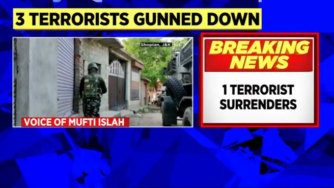 Watch 3 Terrorists Gunned Down And 1 Surrendered In Kashmir's Shopian ...