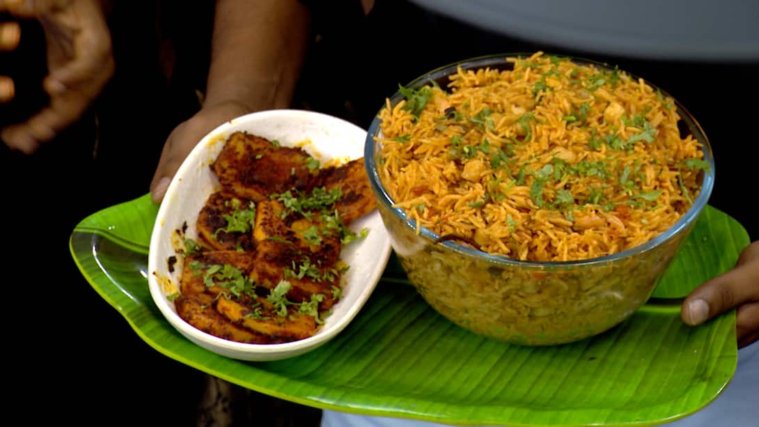 Channa pulao and potato fry by Jagappa and Susu