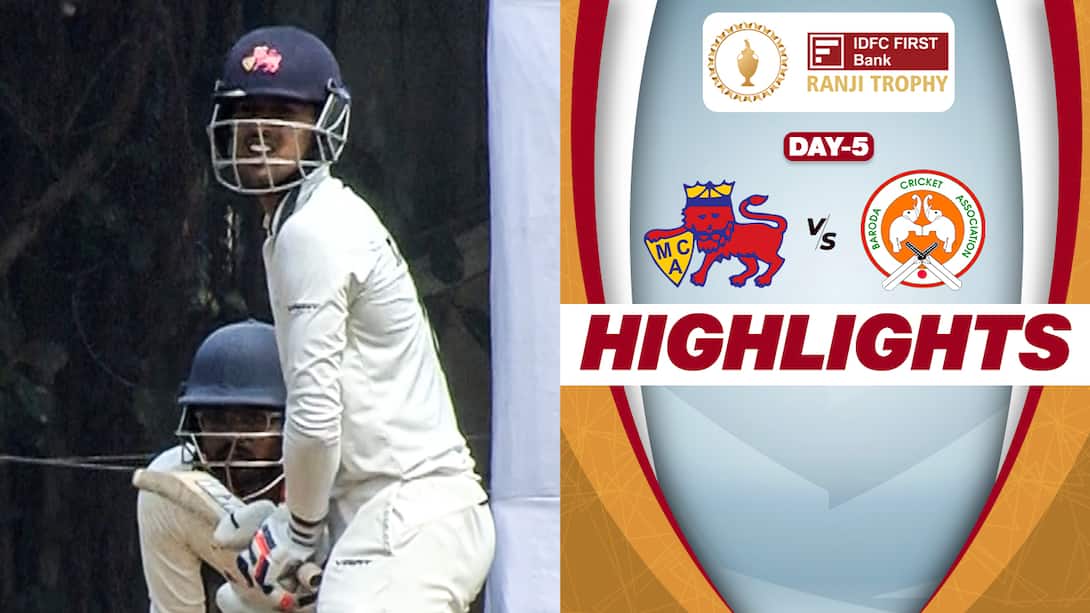 Watch Mumbai Vs Baroda Day 5 Highlights Video Online(HD) On JioCinema