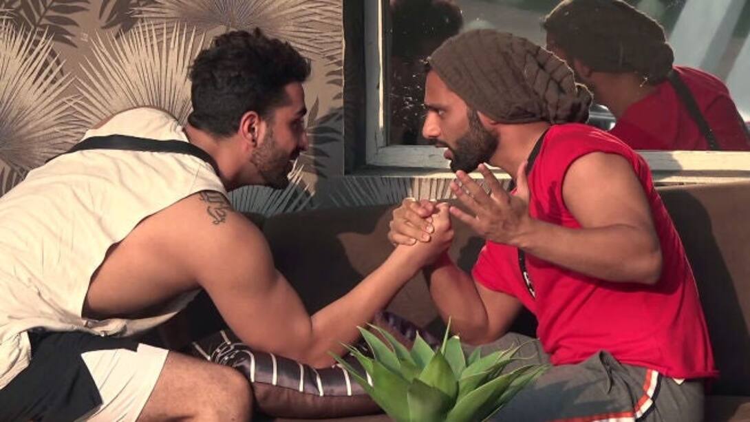 An arm-wrestling bout!