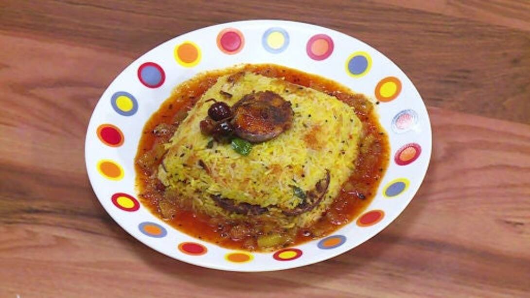 Mango Rice with Grilled Brinjal