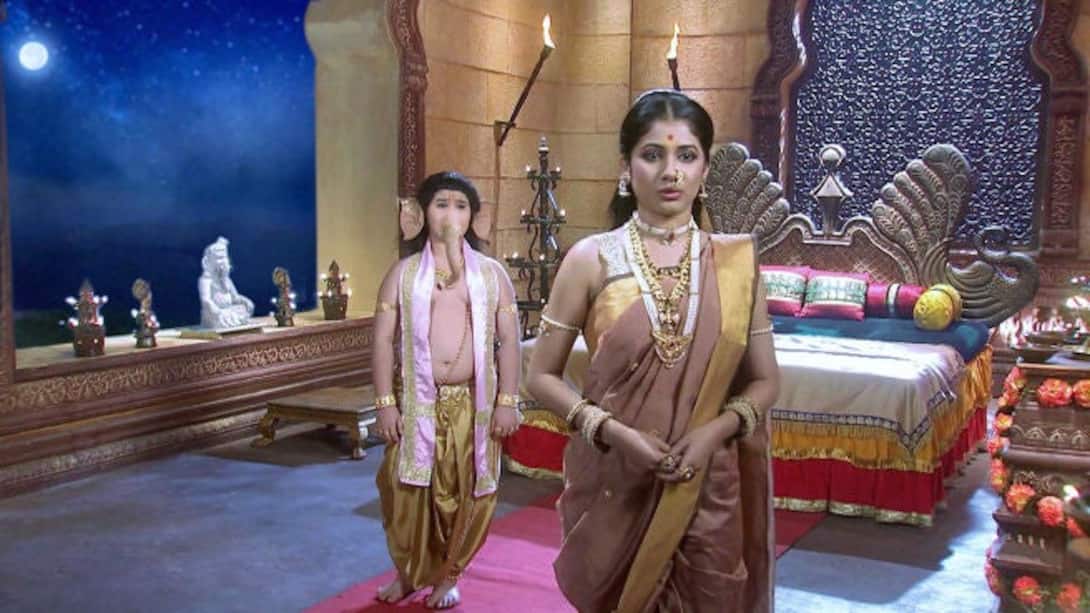 Ganesha confesses to Parvathi