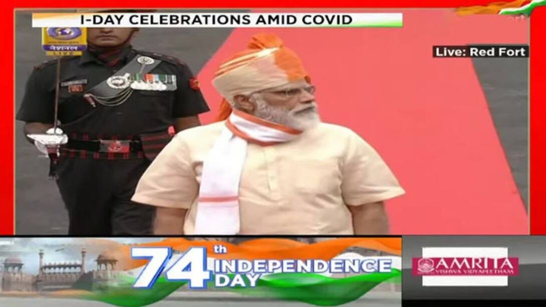 Watch PM Modi Arrives For Flag Hoisting Flanked By Defence Min Rajnath