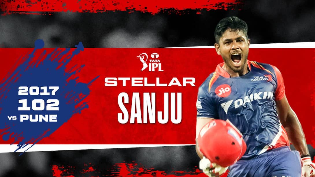 2017: Sanju's 102 vs Pune (MAL)
