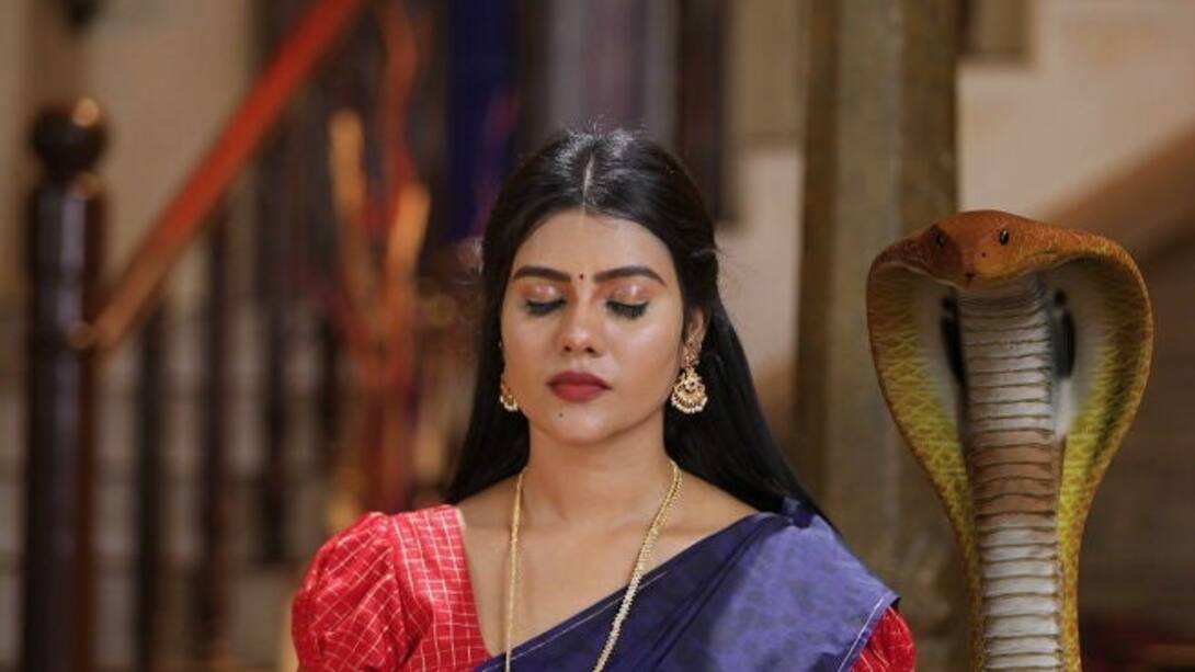 Snakes crawl around Durga