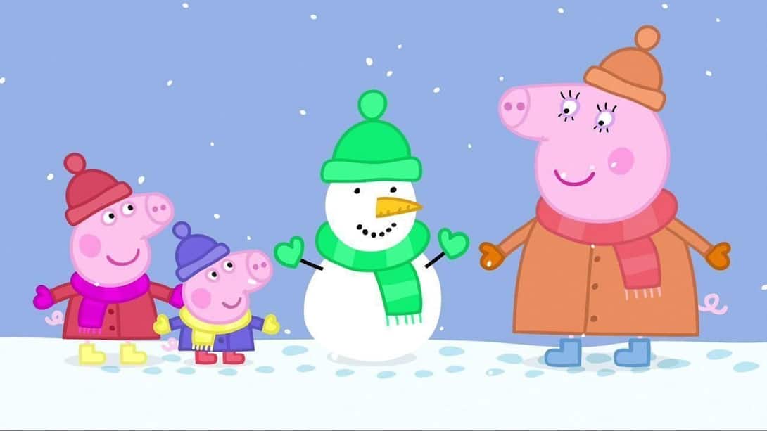 Peppa and George build a Snow Man