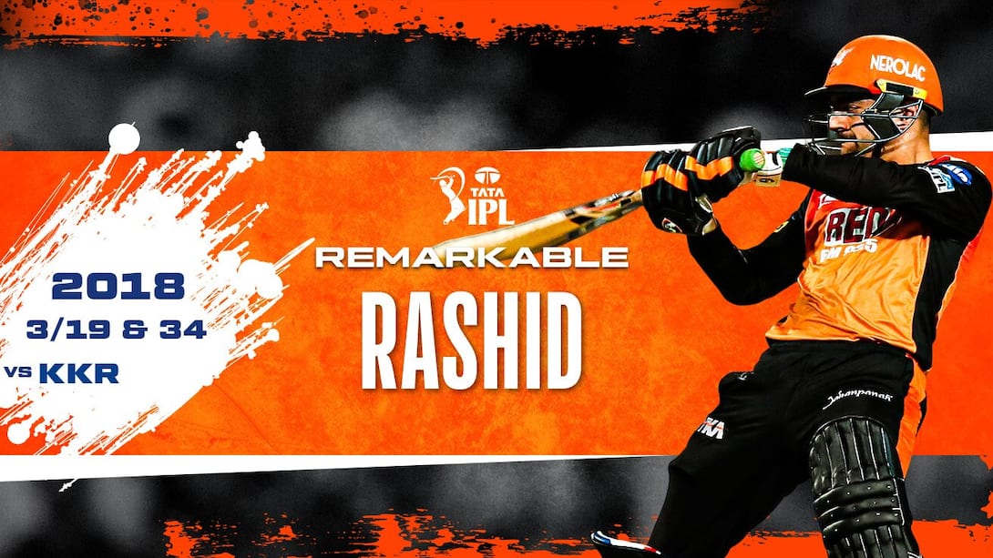 2018: Rashid's 3/19 & 34 vs KKR